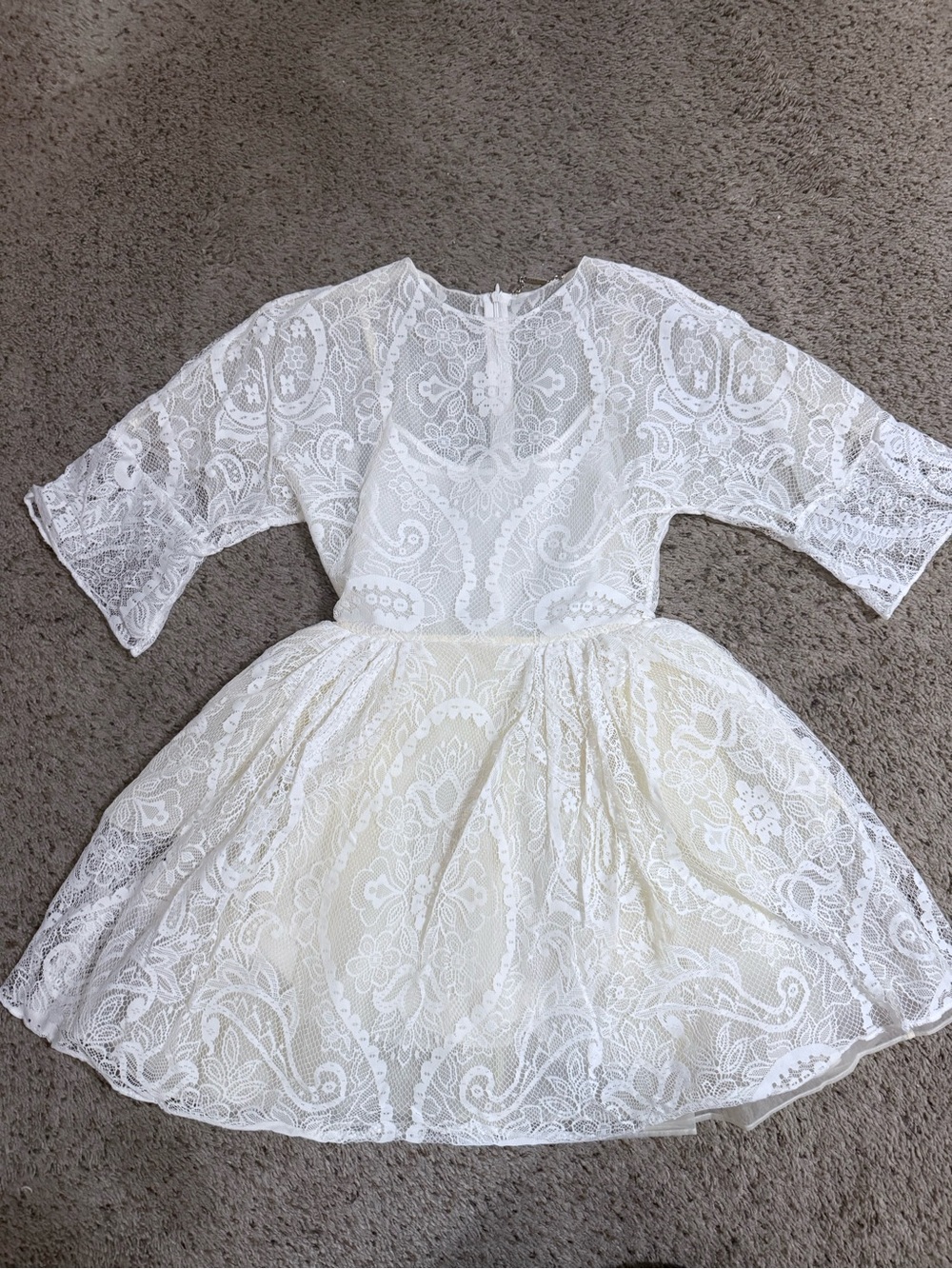 Romantic White Lace Boho Fit-and-Flare Dress - Hidden Pockets & Full Liner